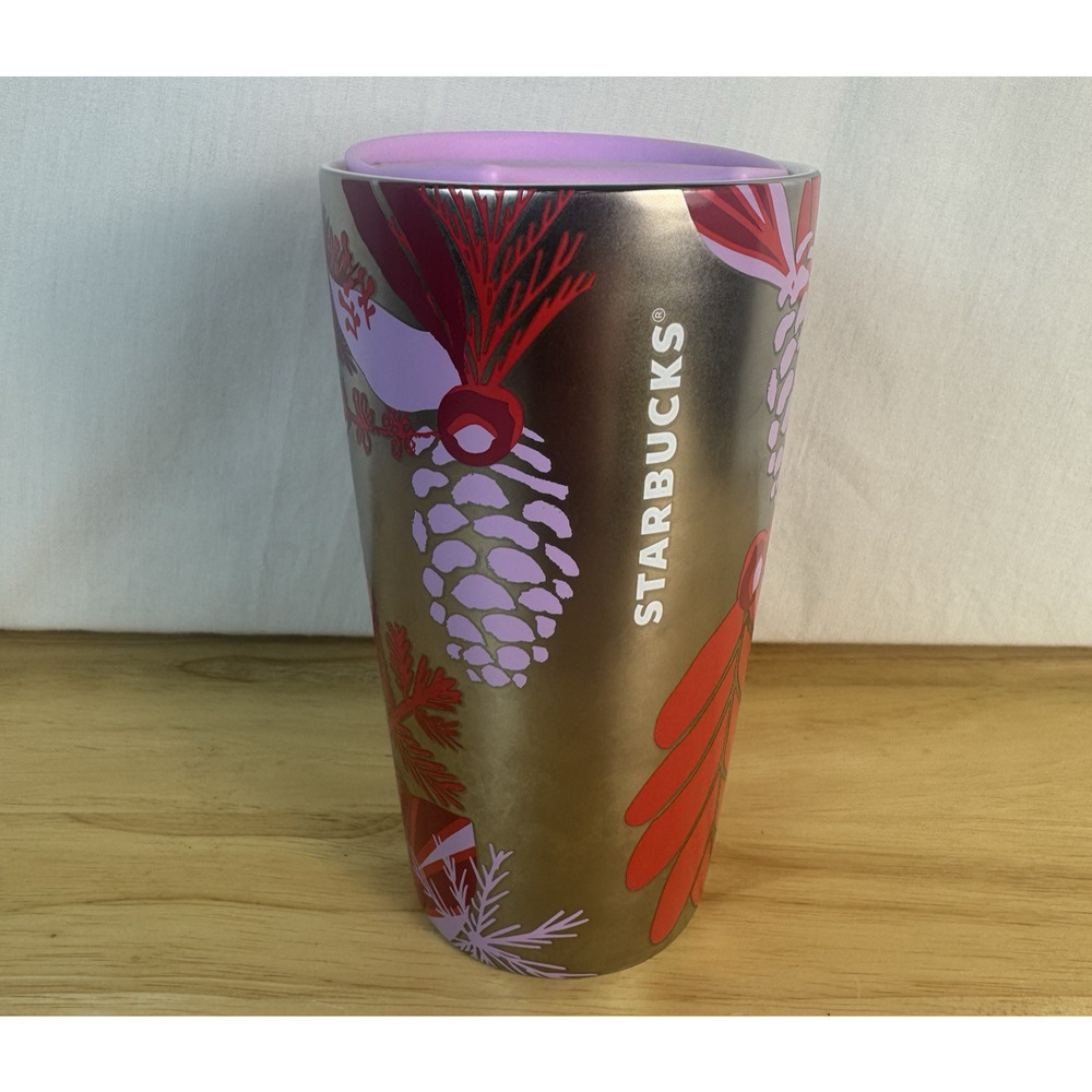 Starbucks Holiday 2021 Pine Bloom Pink Pinecone 12oz Ceramic Double Wall Tumbler